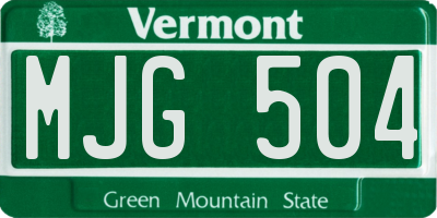 VT license plate MJG504