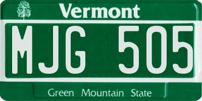 VT license plate MJG505