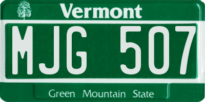 VT license plate MJG507