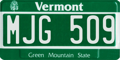 VT license plate MJG509