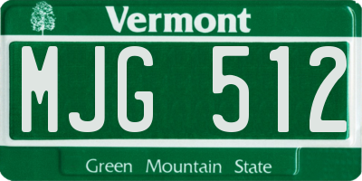 VT license plate MJG512