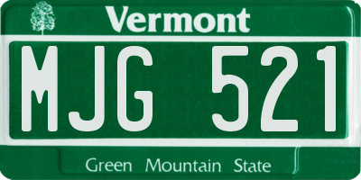 VT license plate MJG521