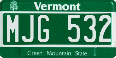 VT license plate MJG532