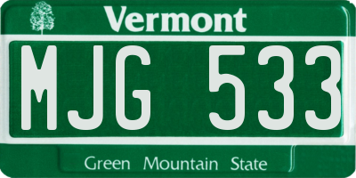 VT license plate MJG533