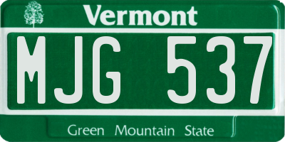 VT license plate MJG537