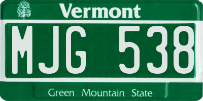 VT license plate MJG538