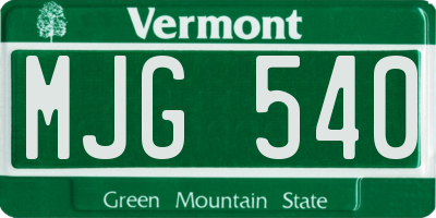 VT license plate MJG540