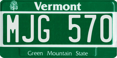 VT license plate MJG570