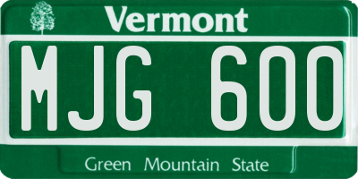 VT license plate MJG600