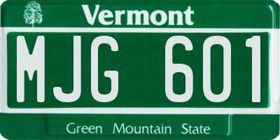 VT license plate MJG601