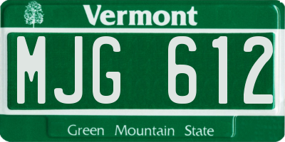 VT license plate MJG612