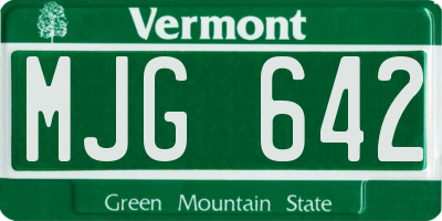 VT license plate MJG642