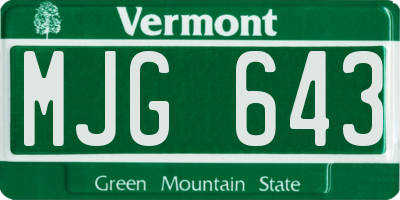 VT license plate MJG643