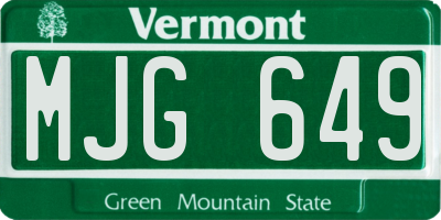VT license plate MJG649