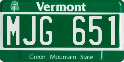 VT license plate MJG651