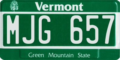 VT license plate MJG657