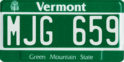 VT license plate MJG659