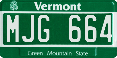 VT license plate MJG664
