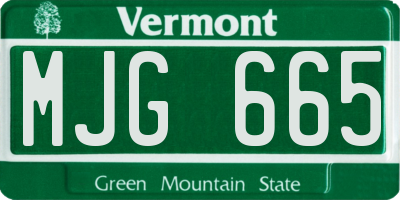 VT license plate MJG665