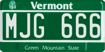 VT license plate MJG666