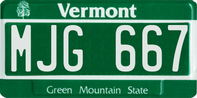 VT license plate MJG667