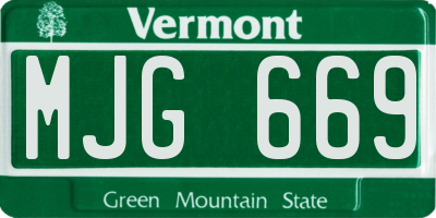 VT license plate MJG669
