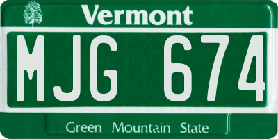 VT license plate MJG674