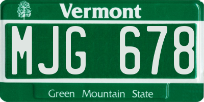 VT license plate MJG678