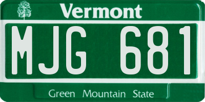 VT license plate MJG681