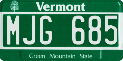 VT license plate MJG685