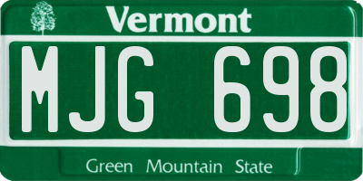 VT license plate MJG698