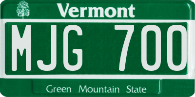 VT license plate MJG700