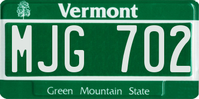 VT license plate MJG702