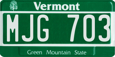 VT license plate MJG703