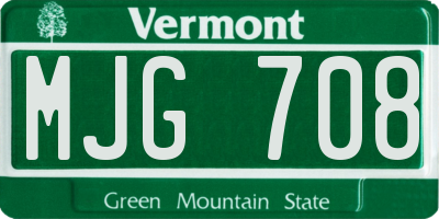 VT license plate MJG708
