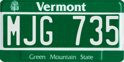 VT license plate MJG735