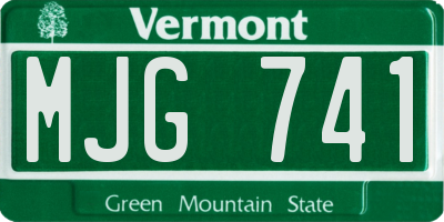 VT license plate MJG741