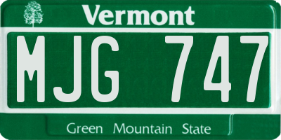VT license plate MJG747