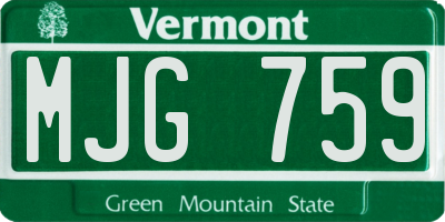 VT license plate MJG759