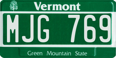 VT license plate MJG769