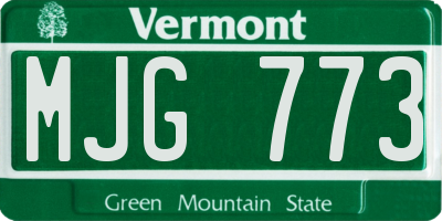 VT license plate MJG773