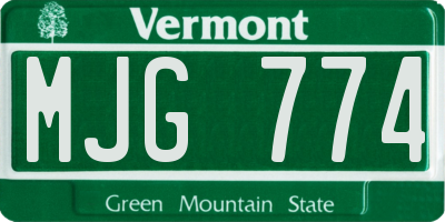 VT license plate MJG774