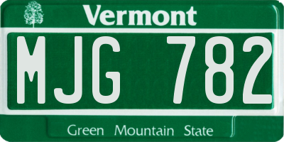 VT license plate MJG782