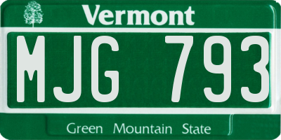 VT license plate MJG793