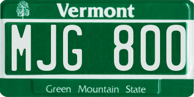 VT license plate MJG800