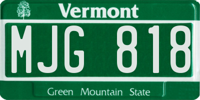 VT license plate MJG818
