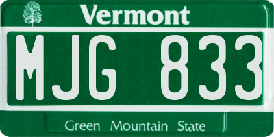 VT license plate MJG833