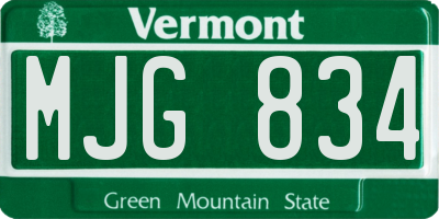 VT license plate MJG834