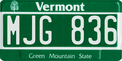 VT license plate MJG836
