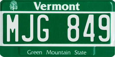 VT license plate MJG849